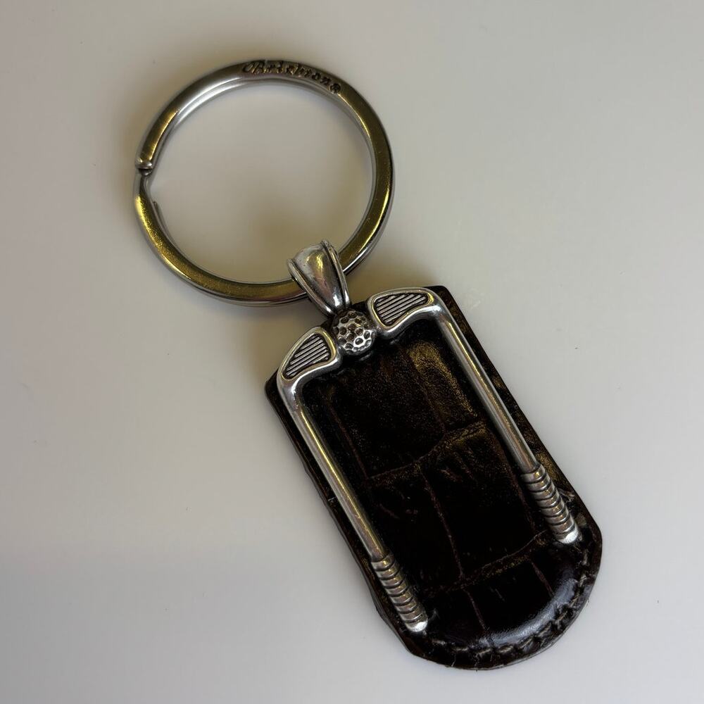 Brighton Leather Golf Club Key Ring Silver Tone NWOT